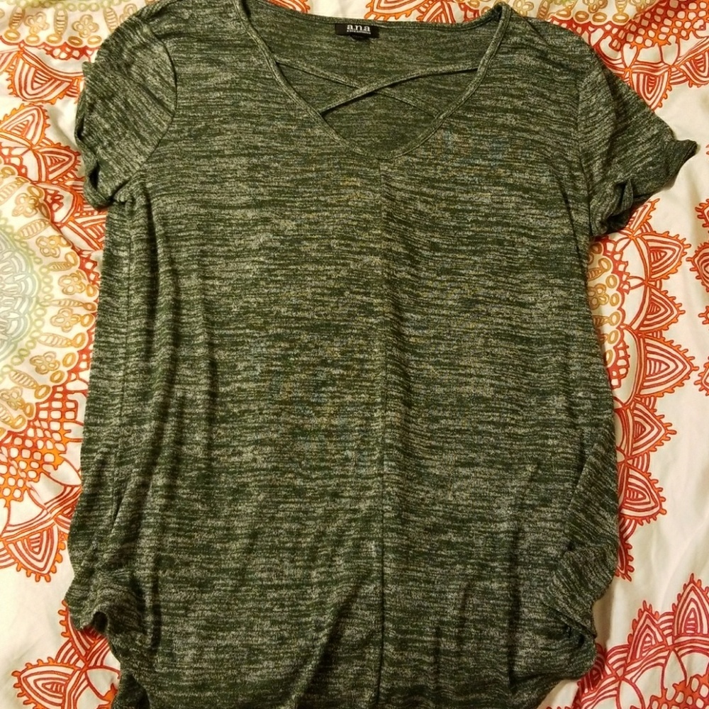Green Cross Neckline Top